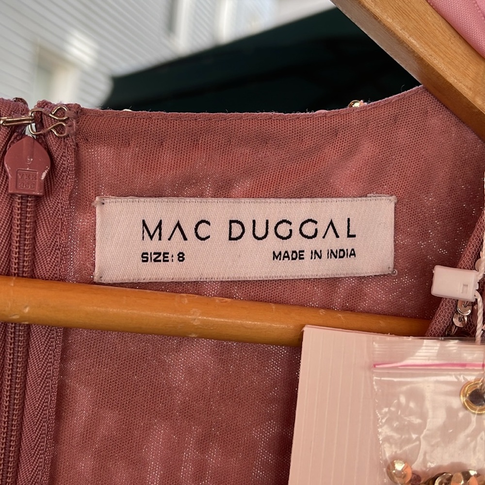 Mac Duggal - Purple Embellished Faux Wrap Flutter Sleeve Dress Size 8 - Picture 14 of 17